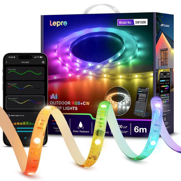 TIRA LED INTERIOR LEPRO SW1 - 6 AI 6M RGBIC RGB BLUETOOTH ALEXA GOOGLE MUSIC SYNC SW1G06