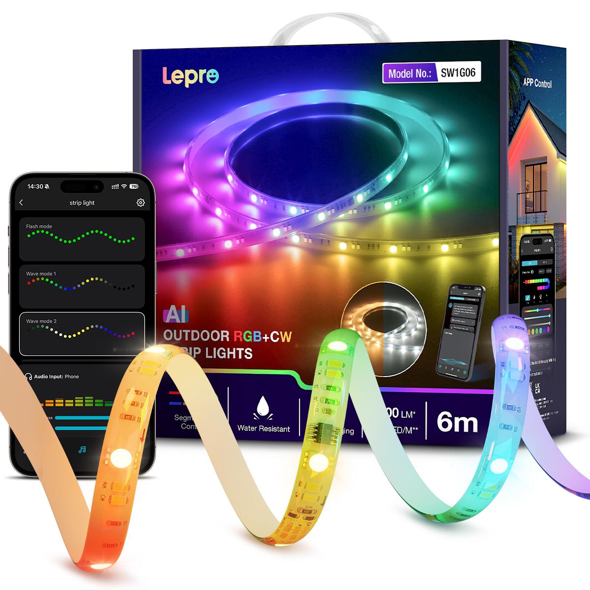 TIRA LED INTERIOR LEPRO SW1 - 6 AI 6M RGBIC RGB BLUETOOTH ALEXA GOOGLE MUSIC SYNC SW1G06