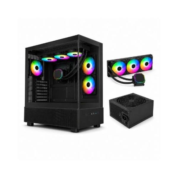 MONTECH XR BLACK ATX TOWER PRE - ASSEMBLED WITH 650W POWER SUPPLY AND 360 LIQUID COOLING