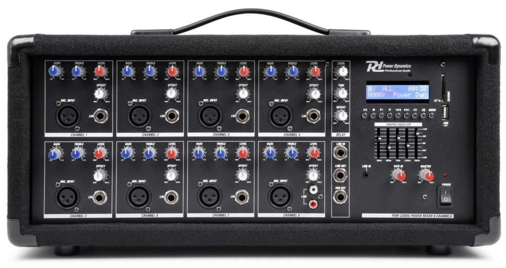 Mesa de Mistura Amplificada 8 Canais 800W c/ USB/MP3/AUX/BLUETOOTH (PDM - C805A) - Power Dynamics