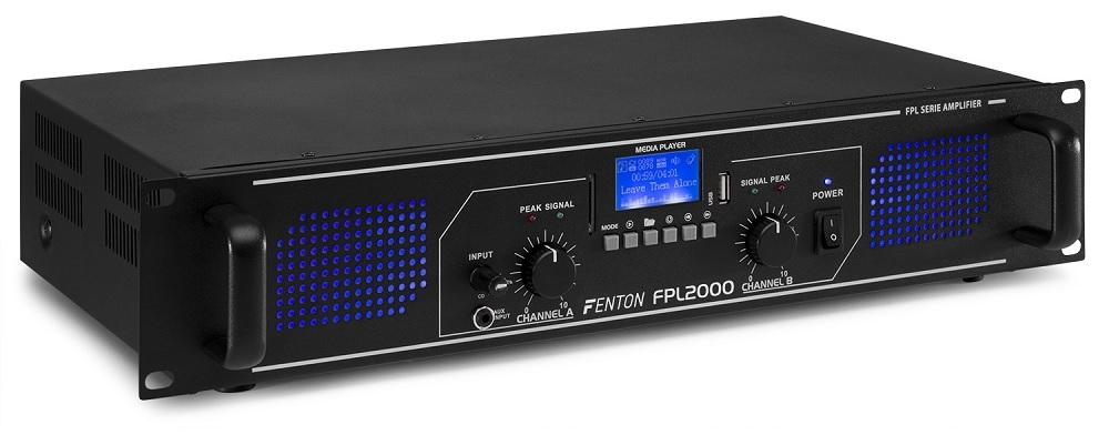 Amplificador PA Digital 2000W 19 USB/SD/AUX/RCA/BLUETOOTH + EQ (FPL2000) LEDs Azuis - FENTON