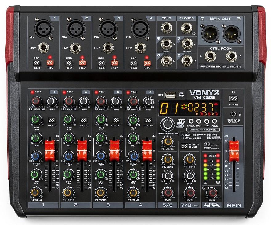 Mesa de Mistura 8 Canais c/ USB/BT/DSP (VM - KG08) - VONYX