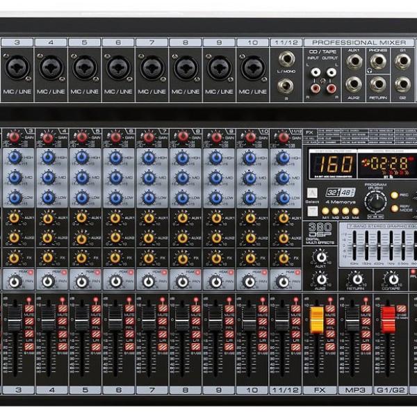Mesa de Mistura 12 Canais c/ USB/BT/DSP (PDM - T1204) - Power Dynamics