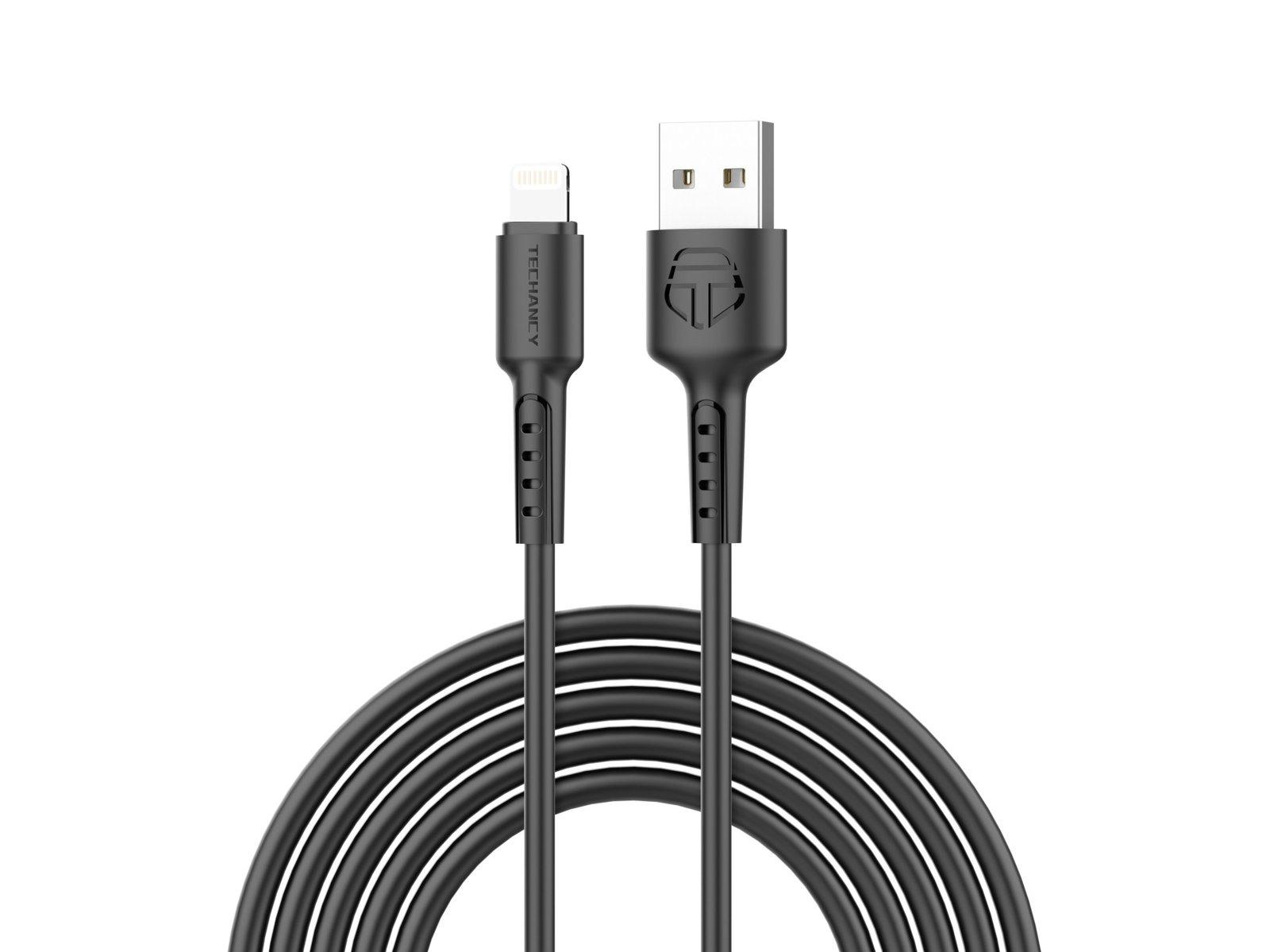 Cabo de Dados Preto, Cabo USB para Lightning de Carregamento Rapido, 3m/2.4A, Compatível com iPhone 8/X/11/12/13/14