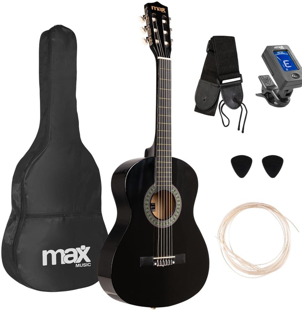 Pack SoloArt Guitarra Clássica Junior 3/4 + Acessórios (Preto) - MAX