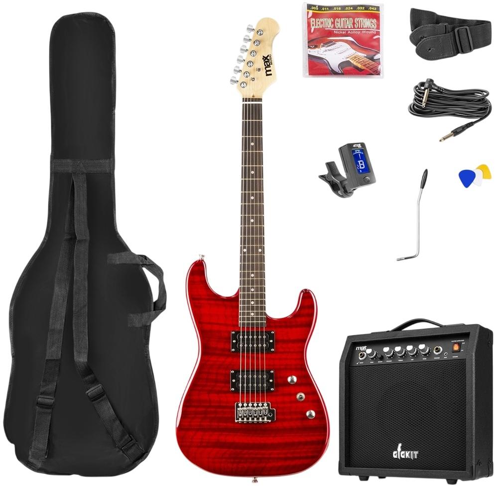 Pack GIGKIT Guitarra Elétrica Quilted Style + Amplificador 6 40W (Vermelho) - MAX