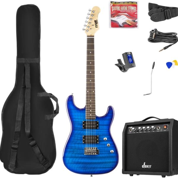 Pack GIGKIT Guitarra Elétrica Quilted Style + Amplificador 6 40W (Azul) - MAX