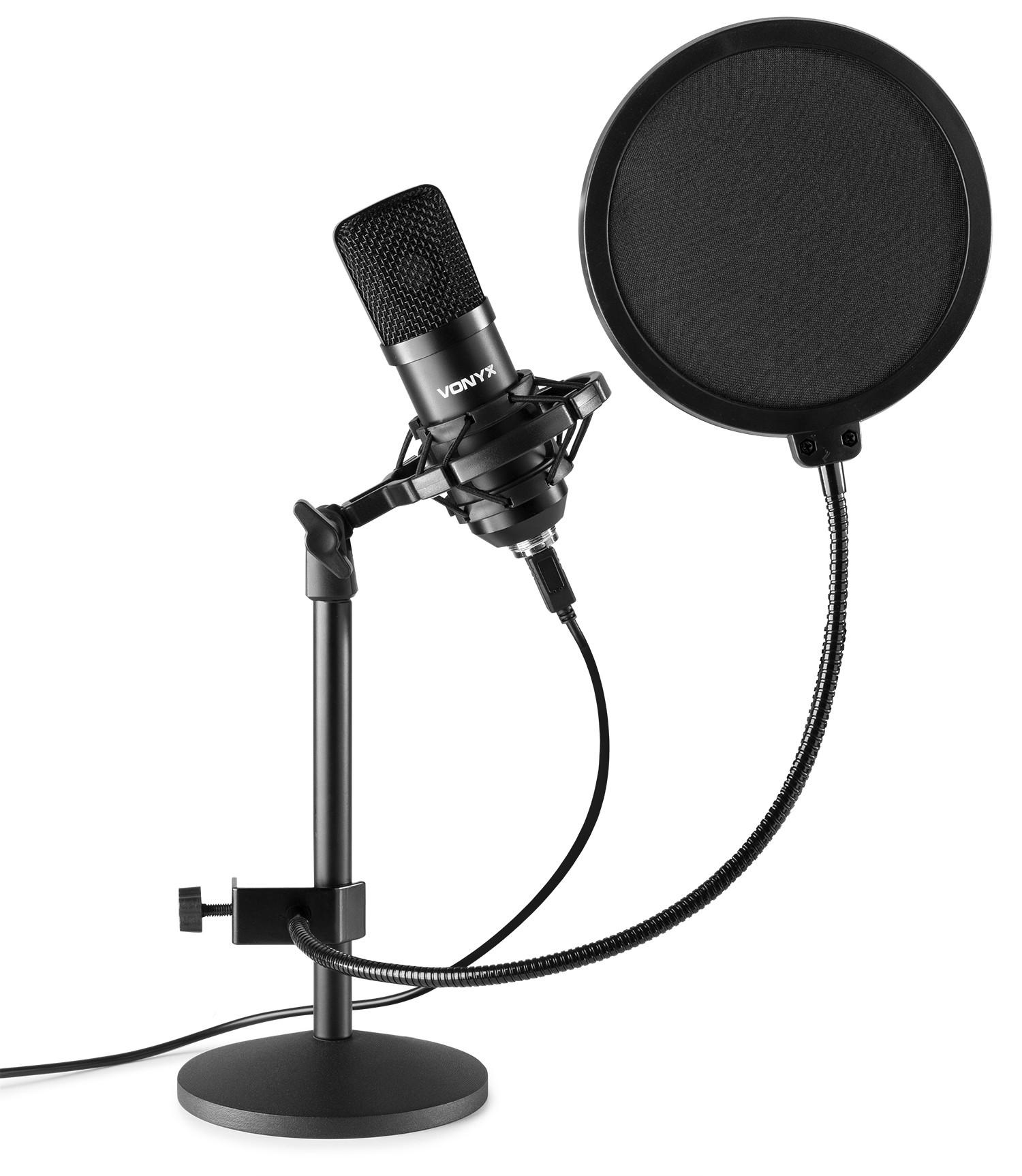 Microfone Condensador USB de Estúdio c/ Suporte de Mesa (CMTS300) - VONYX