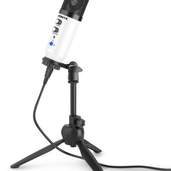 Microfone Condensador USB de Estúdio c/ Eco (CM320W) Branco - VONYX