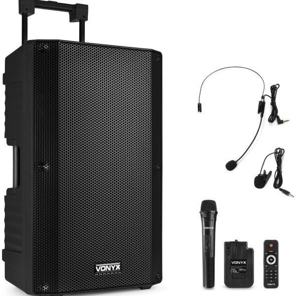 Coluna Amplificada Portátil 15 1000W MP3/USB/SD/FM/2xUHF/BLUETOOTH (VSA700 - BP) - VONYX