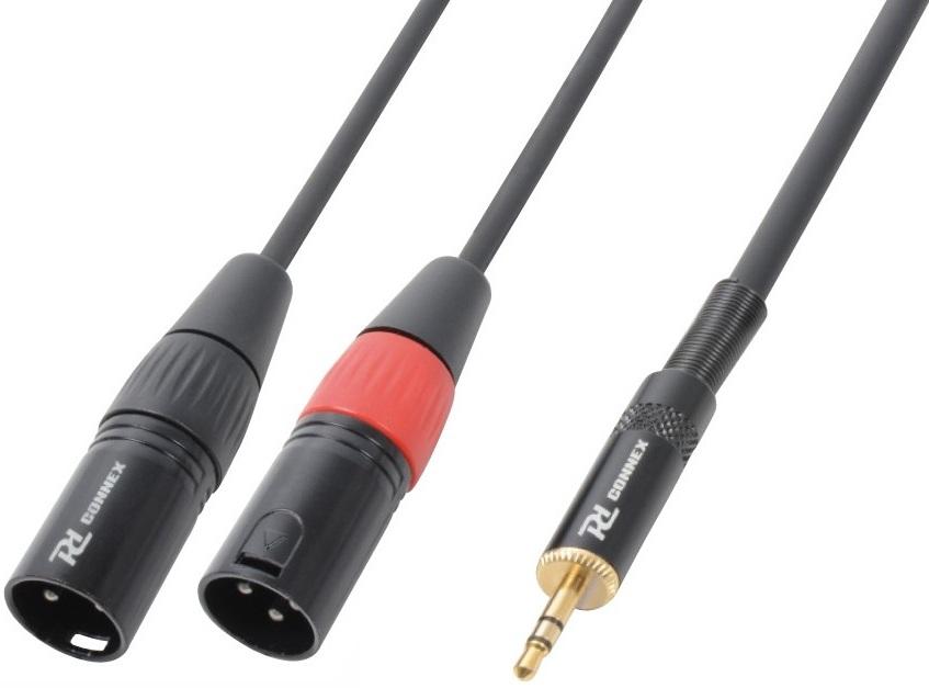 Cabo Jack 3,5mm Stereo Macho - 2x Canon XLR 3 Pinos Macho (3 mts) - Power Dynamics CONNEX