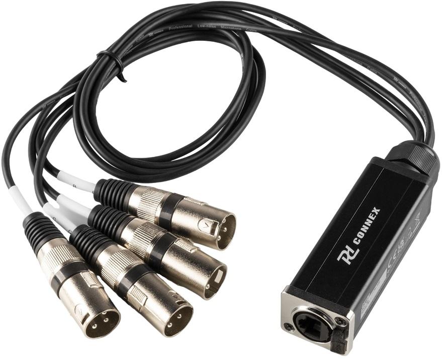 Cabo Splitter RJ45 Fêmea - 4x Fichas Canon XLR 3 Pinos Macho (70cm) - PD - CONNEX CX190