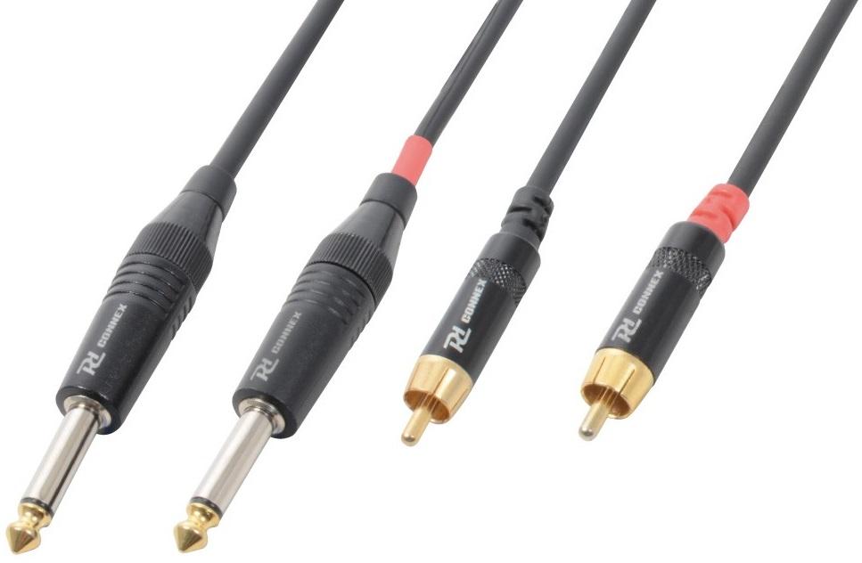 Cabo 2x Jack 6,3mm Macho Mono - 2 RCA Macho (3 mts) - POWER DYNAMICS CONNEX