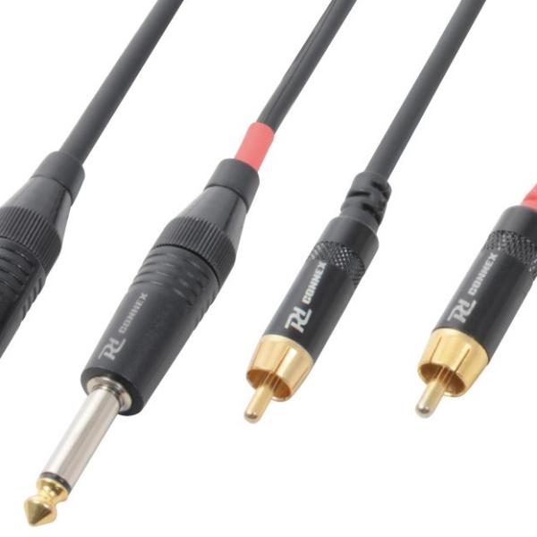 Cabo 2x Jack 6,3mm Macho Mono + 2 RCA Macho (6 mts) - POWER DYNAMICS CONNEX
