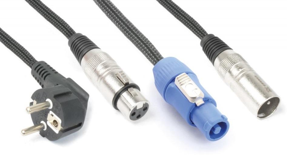 Cabo (2 em 1) Canon Macho - Canon Femea c/ Alimentação Powercon (20 mts) - Power Dynamics Connex