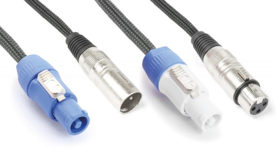 Cabo 2 - EM - 1 Canon Macho - Canon Femea c/ Alimentação Powercon (1,5 mts) - Power Dynamics Connex