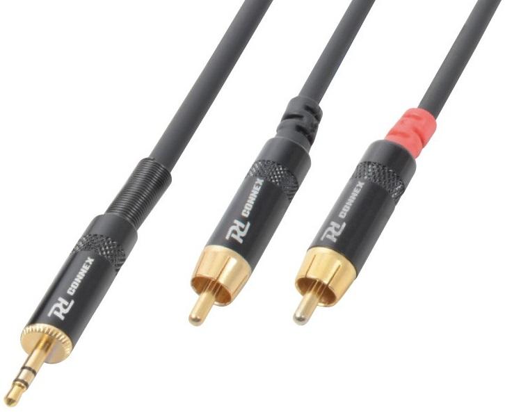 Cabo Jack 3,5mm Macho Stereo + 2 RCA Macho (3 mts) - POWER DYNAMICS CONNEX