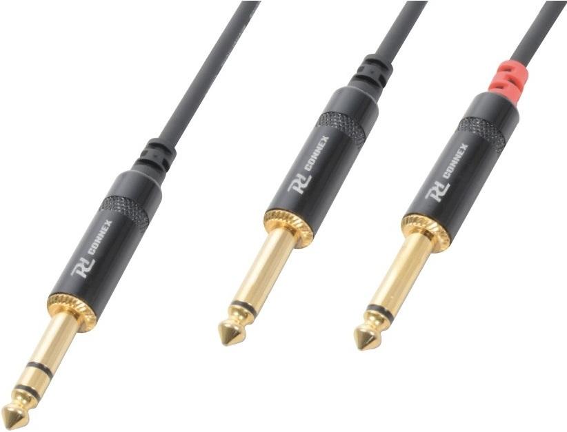 Cabo Jack 6,3mm Macho Stereo - 2x Jack 6,3mm Macho Mono (90cm) - Power Dynamics CONNEX