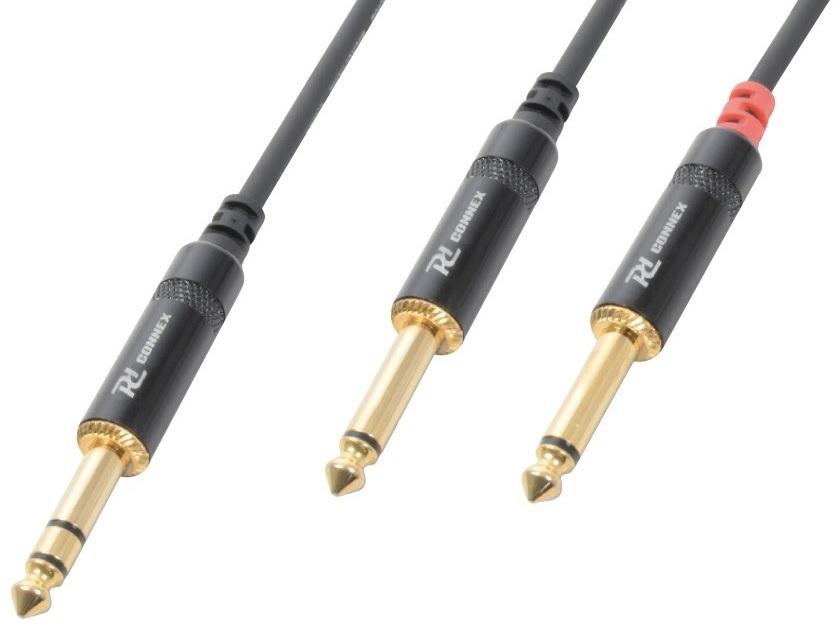 Cabo Jack 6,3mm Macho Stéreo - 2x Jack 6,3mm Macho Mono (3 mts) - Power Dynamics CONNEX
