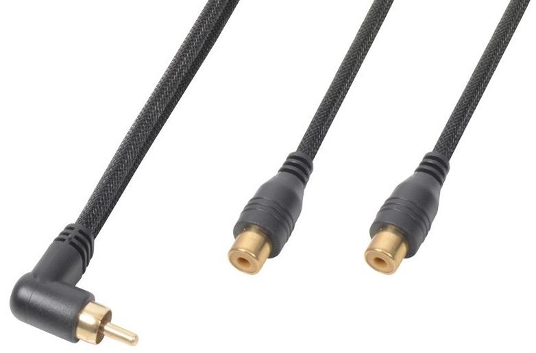 Cabo Adaptador 1 RCA Macho 90º - 2 RCA Femea (30cm) - Power Dynamics CONNEX