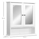 Armário de banheiro com parede de espelho com 2 portas 3 níveis de armazenamento de parede Cor Branco 56x13x58cm