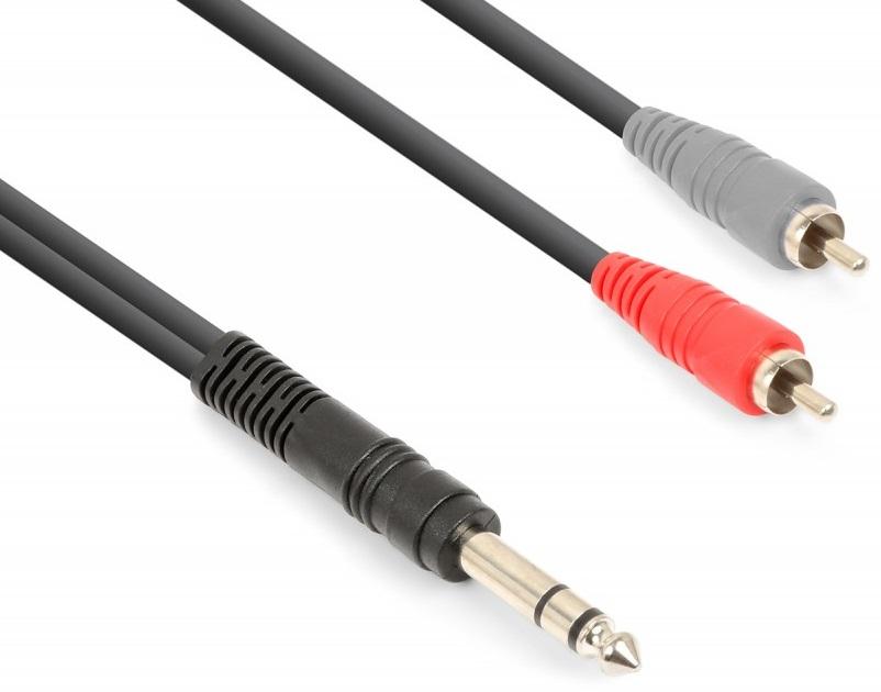 Cabo Jack 6,3mm Macho Stereo - 2 RCA Macho (3 mts) - VONYX