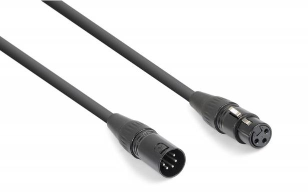 Cabo Conversor DMX Canon Femea 3 Pinos - DMX Canon Macho 5 Pinos - POWER DYNAMICS CONNEX