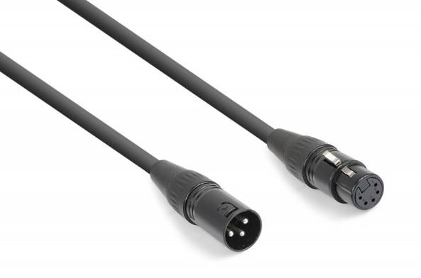 Cabo Conversor DMX Canon Macho 3 Pinos - DMX Canon Femea 5 Pinos - POWER DYNAMICS CONNEX