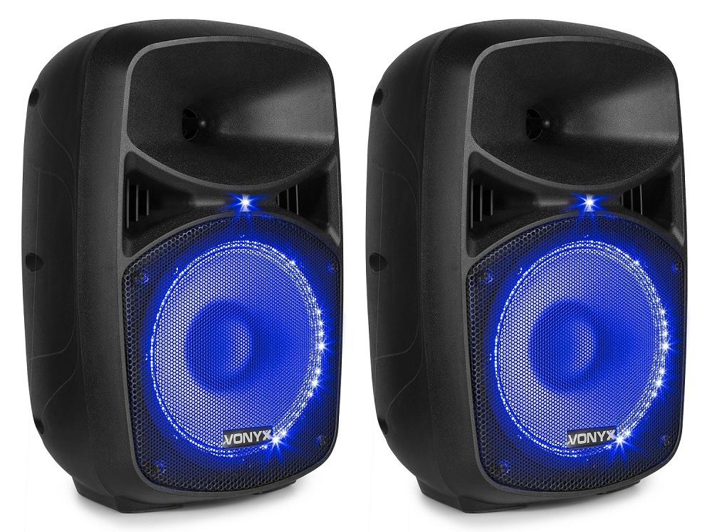 Pack 2 Colunas (Activa + Passiva) 8 400W MP3/USB/SD/Bluetooth c/ Microfone+Cabos (VPS082A) - VONYX