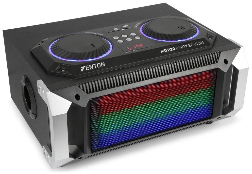 Consola de Som Portátil DJ 200W c/ USB/SD/BLUETOOTH e Efeitos LED (Preto) MDJ120 - FENTON