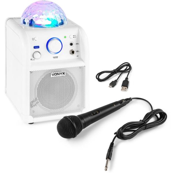 Coluna Portátil 50W Bluetooth c/ Microfone c/ Efeitos de LED RGB (Branco) SBS50W - VONYX