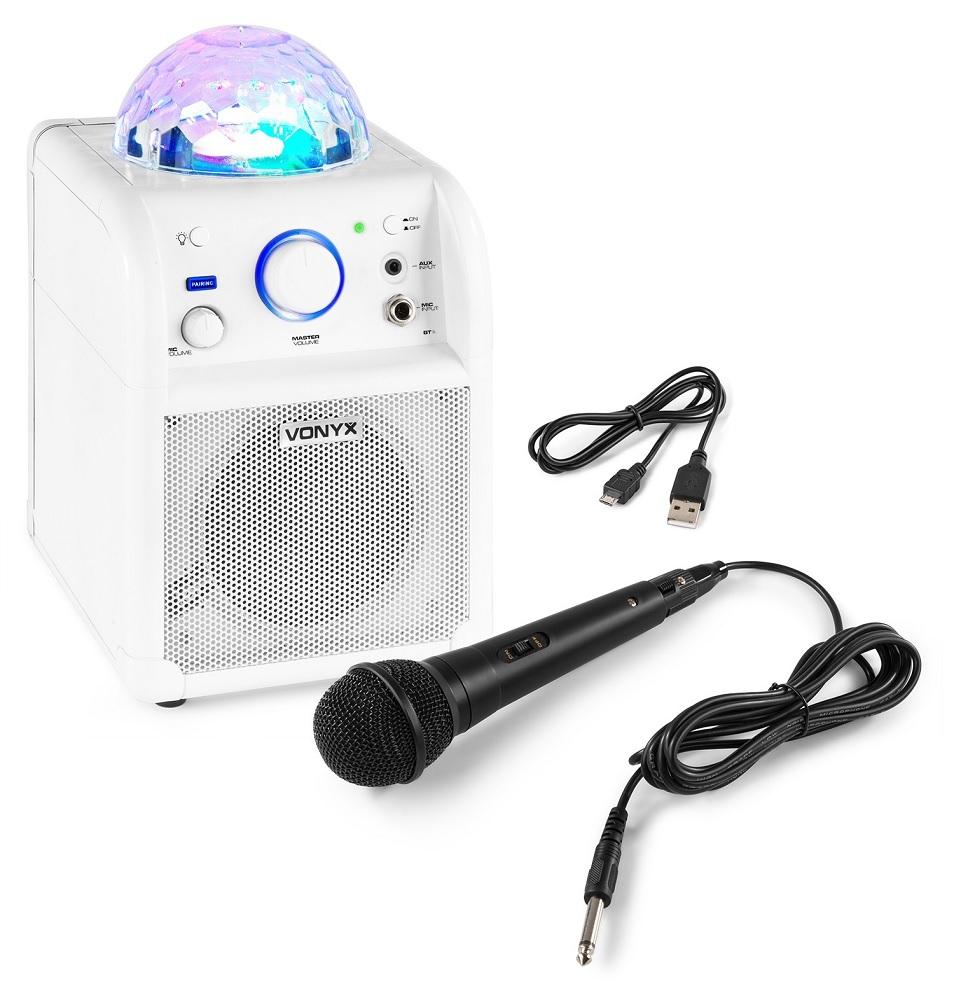 Coluna Portátil 50W Bluetooth c/ Microfone c/ Efeitos de LED RGB (Branco) SBS50W - VONYX
