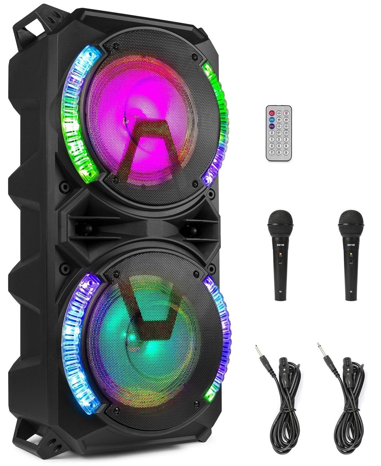 Coluna Amplificada Karaoke 2x 8 900W USB/SD/BLUETOOTH c/ Efeitos LED RGB (LIVE280) - FENTON