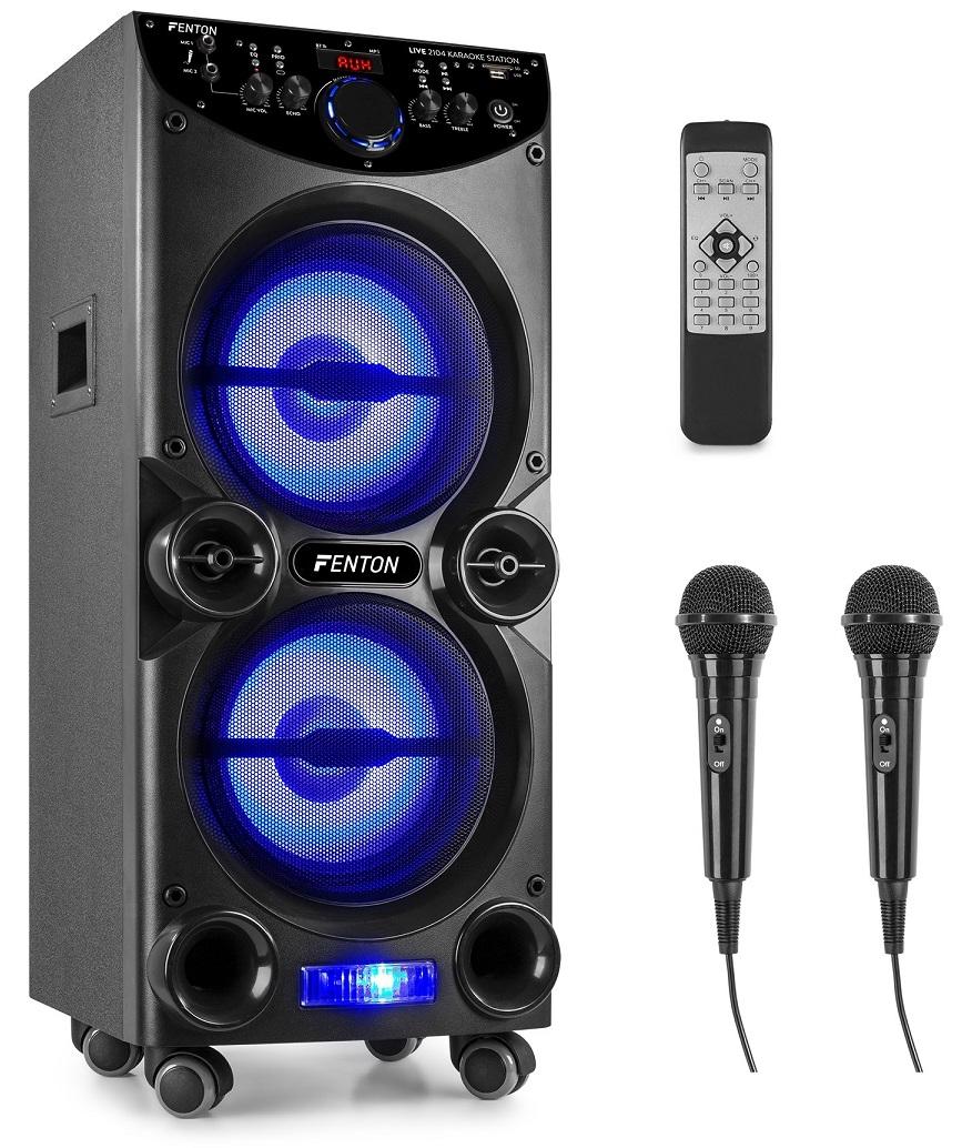 Coluna Amplificada Karaoke 2x 10 400W USB/SD/MP3/BLUETOOTH c/ Efeitos LED RGB (LIVE2104) - FENTON