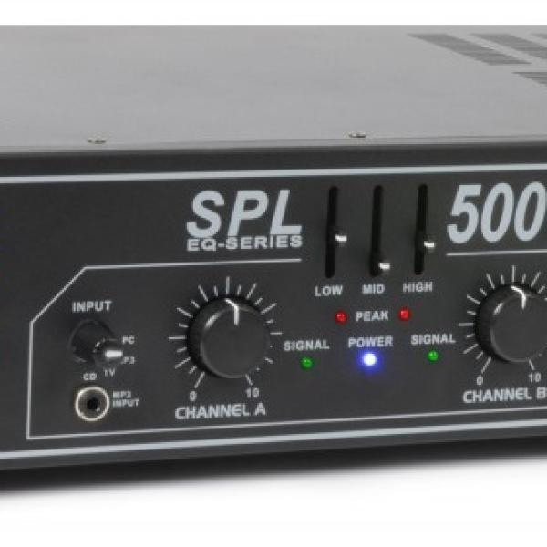 Amplificador PA 2x 250W 19 c/ Equalizador (SPL500EQ) LEDs Azuis - SPL