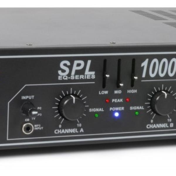 Amplificador PA 2x 500W 19 c/ Equalizador (SPL1000EQ) LEDs Azuis - SPL