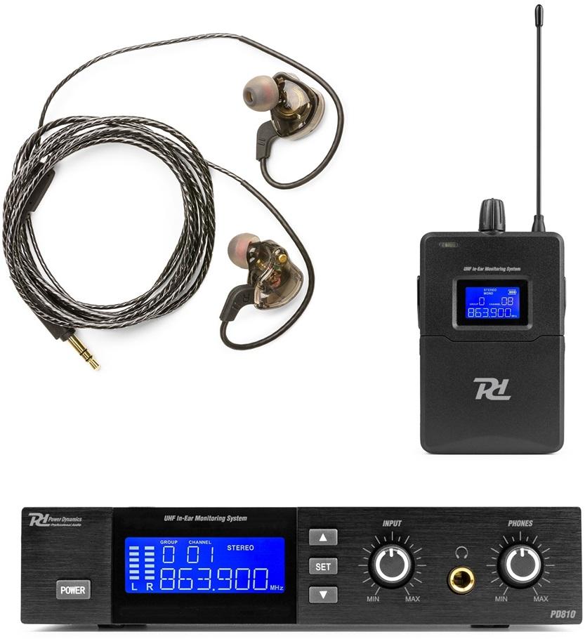 Sistema In Ear s/ Fios UHF Digital 20 Canais (PD810) - POWER DYNAMICS