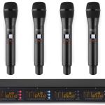 Central 4x Microfones Mão UHF 50 Canais s/ Fios (PD504H) - Power Dynamics