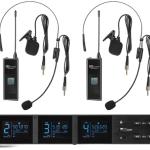 Central 4x Microfones Cabeça/Lapela UHF 100 Canais s/ Fios (PD524B) - Power Dynamics