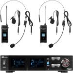 Central 2x Microfones Cabeça/Lapela UHF 100 Canais s/ Fios (PD524B) - Power Dynamics