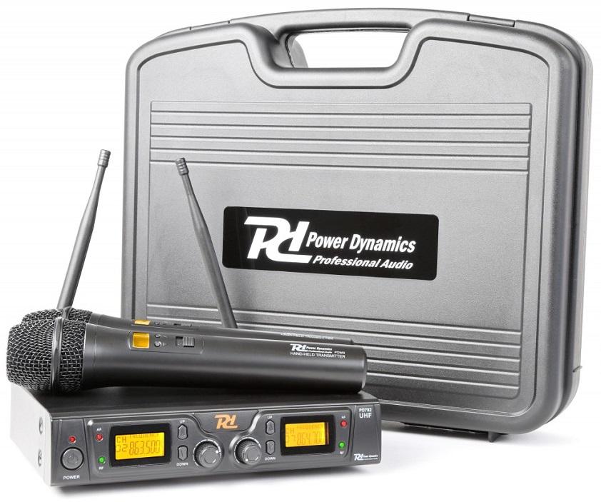 Central 2 Microfones Mão Profissionais UHF 8 Canais s/ Fios (PD782) - Power Dynamics