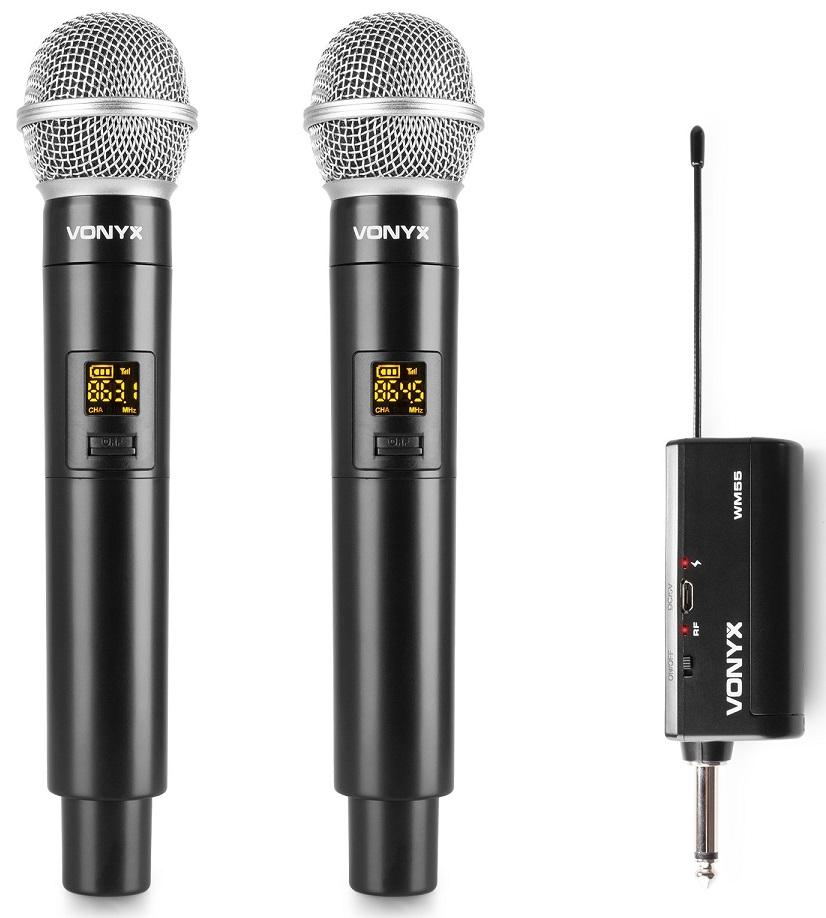 Sistema 2x Microfones Mão UHF 10 Canais s/ Fios (WM552) - VONYX