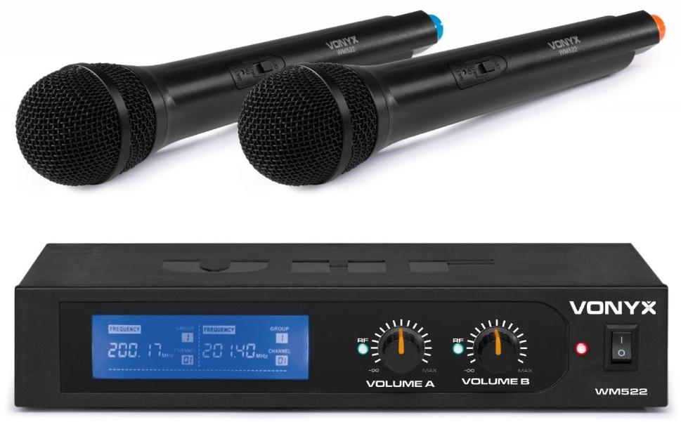 Central 2 Microfones Mão VHF 2 Canais s/ Fios (WM522) - VONYX
