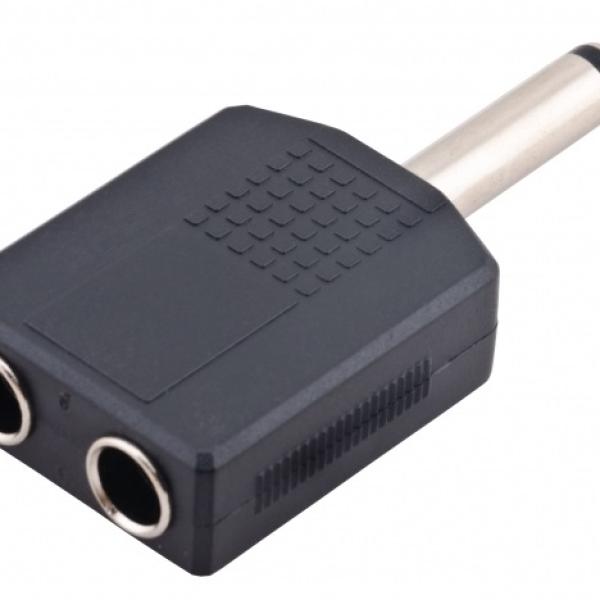 Ficha Adaptadora 6,3mm Macho Mono - 2x Jack 6,3mm Stereo Femea