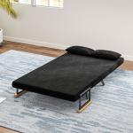 Sofá Cama Sofá Convertível em Cama de 2 Lugares Dobrável com Encosto Ajustável em 5 Níveis e 2 Almofadas 102x73x81 cm Preto