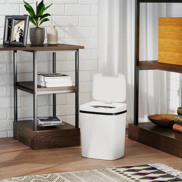 Balde de Lixo Automático 15L com Sensor Infravermelhos e Modo Manual Anel de Retenção Antimarcas 27,6x21,4x33,5 cm Branco