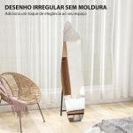 Espelho de Pé 160x40 cm sem Moldura Espelho de Corpo Inteiro Forma Irregular com Suporte Metálico Preto