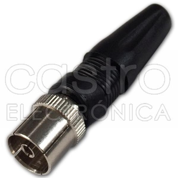 Ficha TV Fêmea c/ Protecção (Preto)
