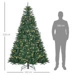 Árvore de Natal Artificial 210 cm com 700 LED Branco Quente, 2154 Pontas e Base Metálica Dobrável - Verde