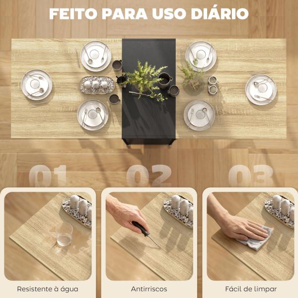 Mesa de Cozinha Dobrável com Arrumação Mesa de Refeição Compacta com 4 Prateleiras 169x60x75 cm Madeira e Preto